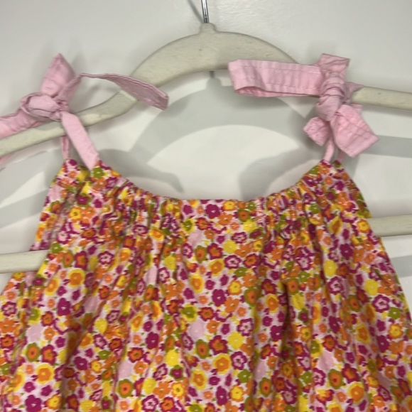 HANDMADE TODDLER PINK AND ORANGE FLORAL PILLOWCASE SUMMER DRESS - Picture 4 of 5